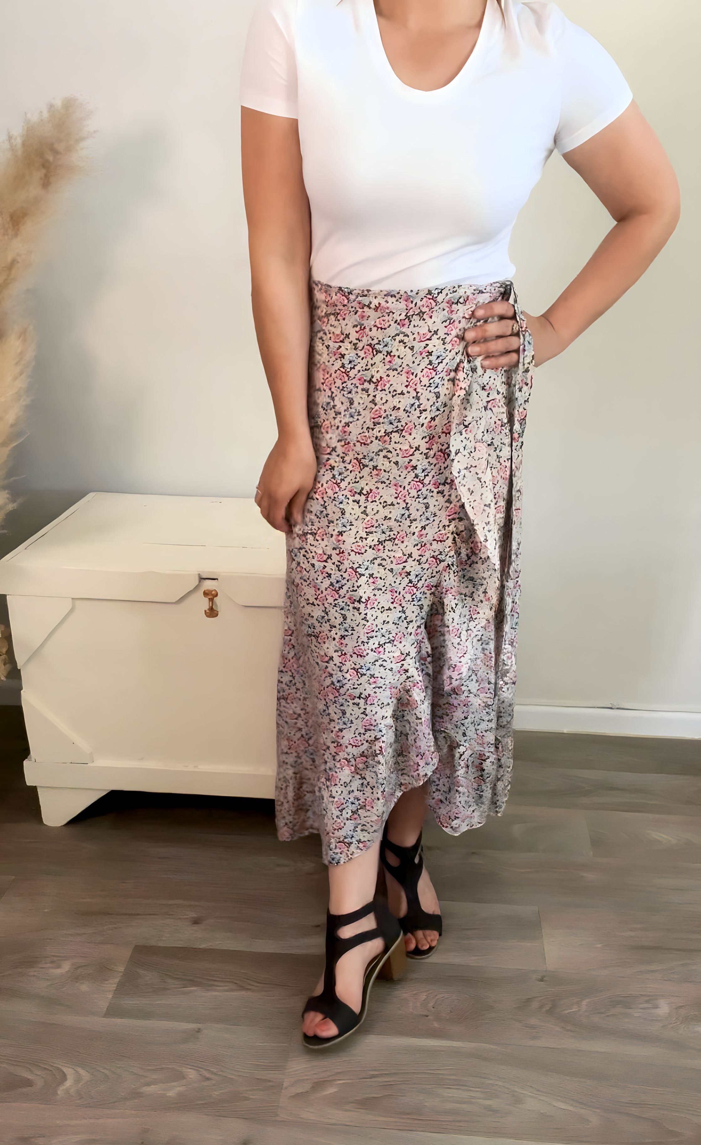 Whimsical Wildflowers Wrap skirt in Blush