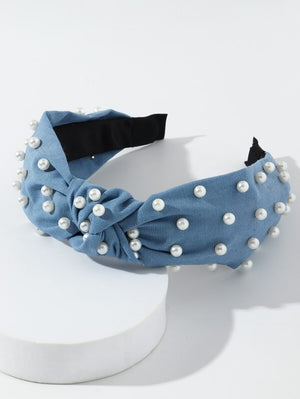 Denim and Pearl Alice band